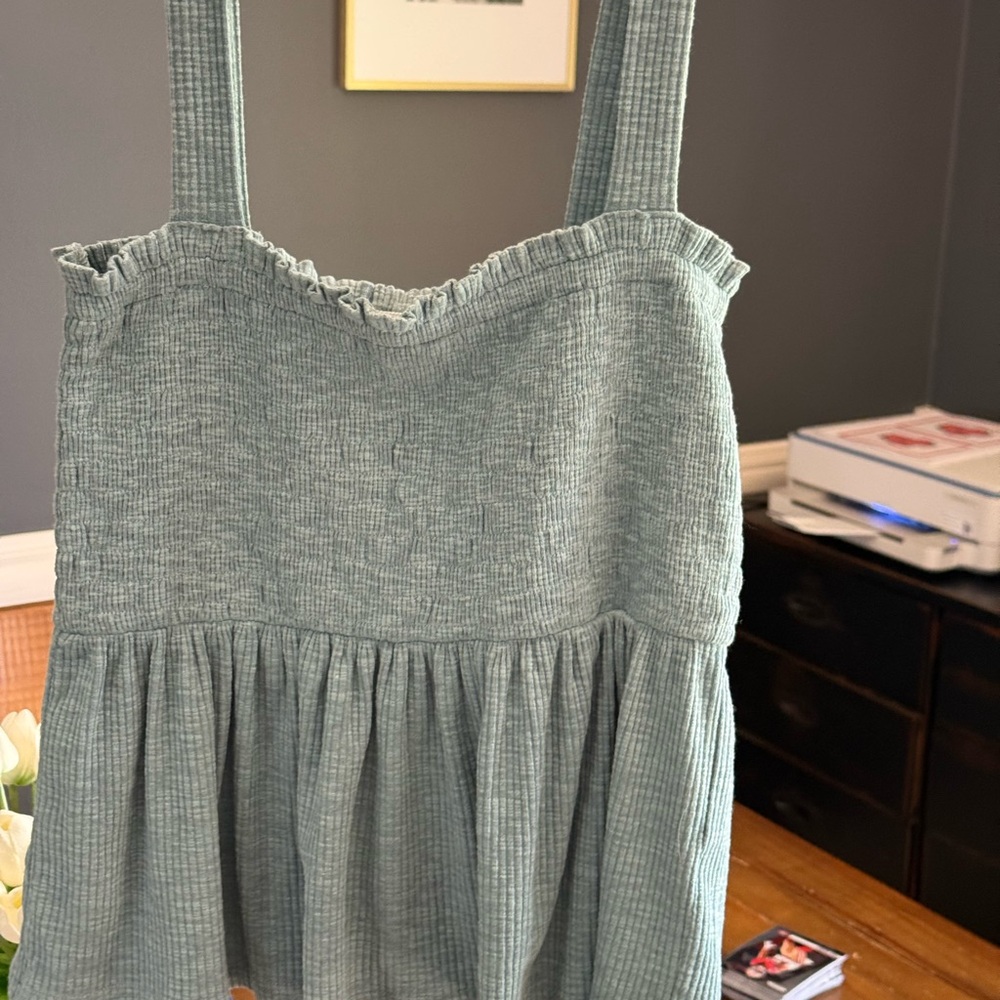 Mittoshop Textured Green Tank Top